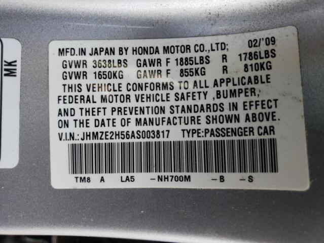 2010 HONDA INSIGHT LX JHMZE2H56AS003817