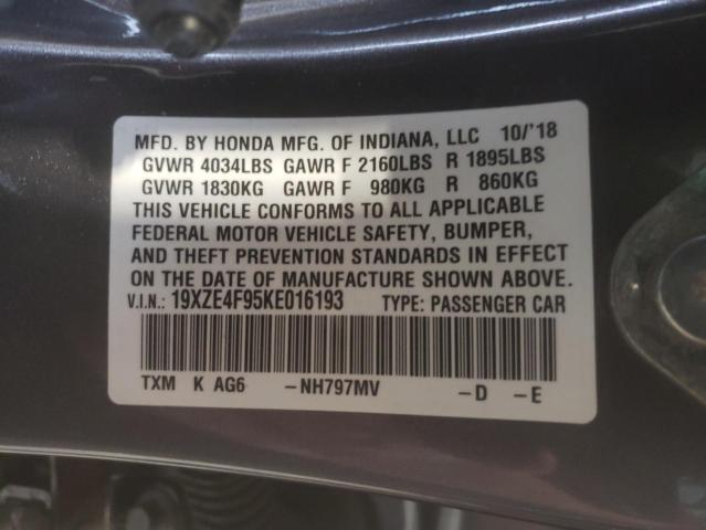 2019 HONDA INSIGHT TO 19XZE4F95KE016193