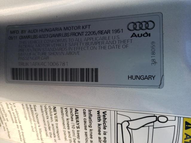 2012 AUDI TTS PRESTI TRUK1AFK4C1006781
