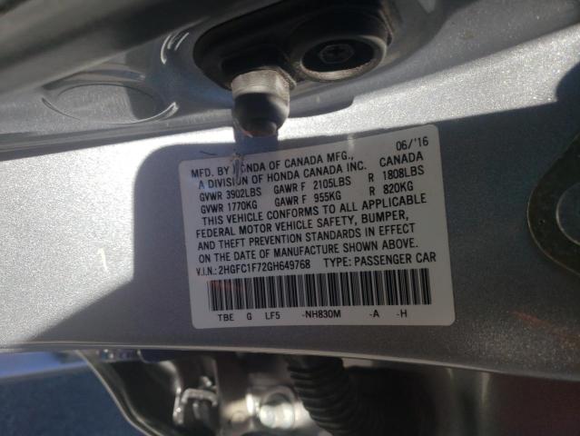 2016 HONDA CIVIC - 2HGFC1F72GH649768