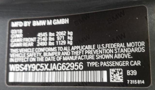 2018 BMW M4 WBS4Y9C5XJAG62956