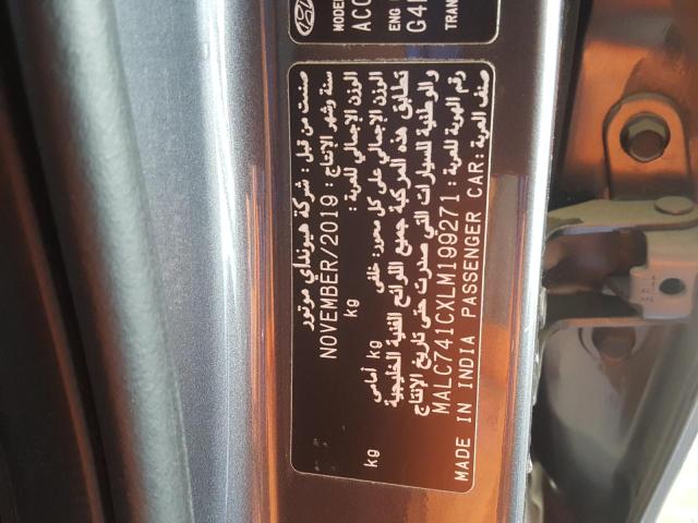 VIN: MALC741CXLM199271 Auction: COPART UAE Lot: 59779201 Location: DUBAI INDUSTRIAL CITY - DUBAI MALC741CXLM199271 HYUNDAI ACCENT 2020 GRAY Photo 11