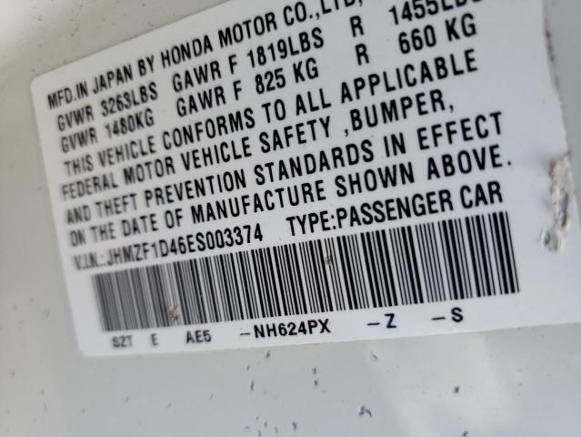 2014 HONDA CR-Z JHMZF1D46ES003374