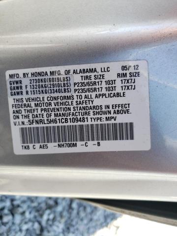 2012 HONDA ODYSSEY 5FNRL5H61CB109481