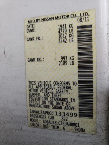 2012 NISSAN ALTIMA 25S 1N4AL2AP6CC133499