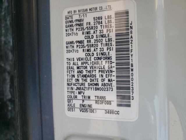 2011 NISSAN MURANO CRO JN8AZ1FY1BW002373