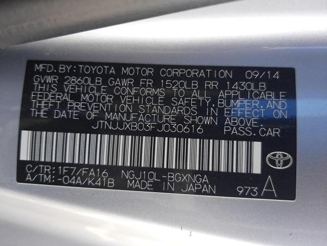 2015 TOYOTA SCION IQ JTNJJXB03FJ030616