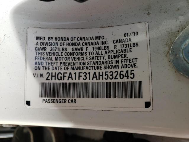 2010 HONDA CIVIC VP 2HGFA1F31AH532645