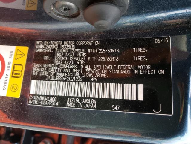 2015 LEXUS NX 300H JTJBJRBZ6F2021936
