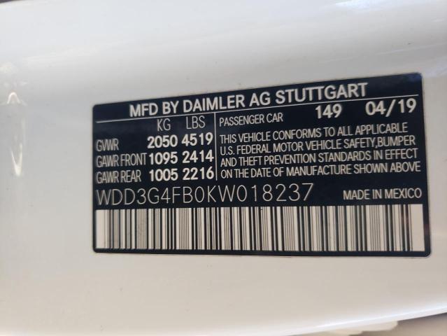2019 MERCEDES-BENZ A 220 4MAT WDD3G4FB0KW018237