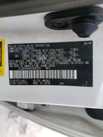 2010 LEXUS RX 450 JTJZB1BA4A2400370