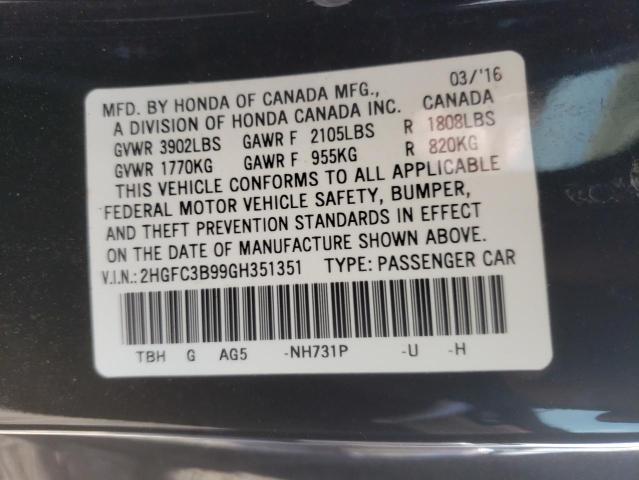 2016 HONDA CIVIC TOUR 2HGFC3B99GH351351