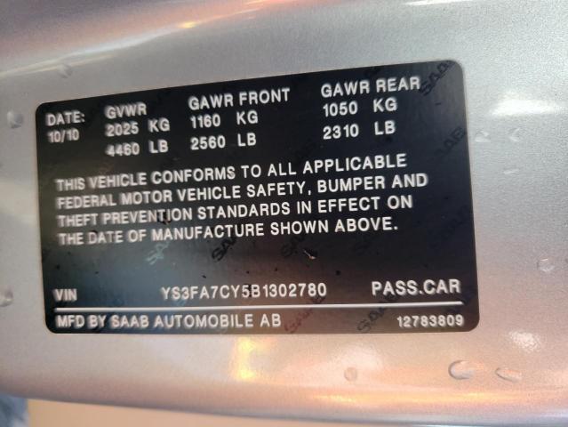 2011 SAAB 9-3 2.0T YS3FA7CY5B1302780