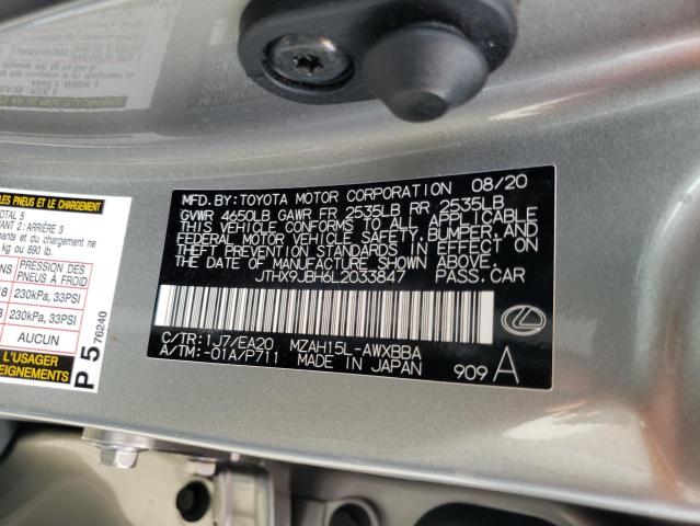 2020 LEXUS UX 250H JTHX9JBH6L2033847