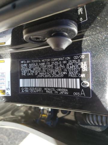 2020 LEXUS UX 250H JTHP9JBH5L2028039