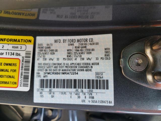 2021 FORD BRONCO SPO 3FMCR9B61MRA72254