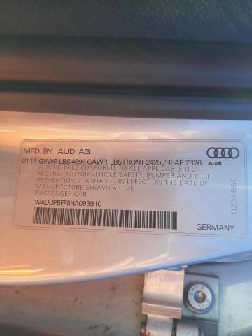 2017 AUDI A3 E-TRON WAUUPBFF8HA093910