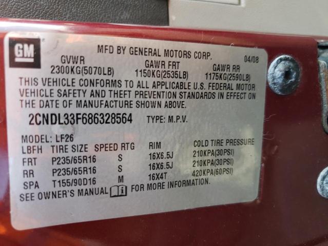 2CNDL33F686328564 Chevrolet Equinox Lt 2008. Фото: 9
