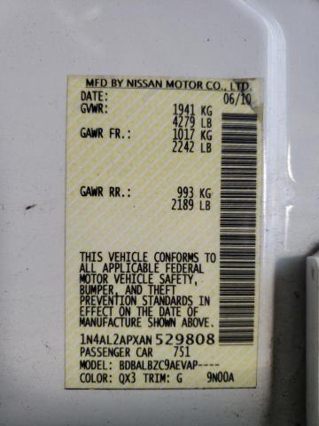 2010 NISSAN ALTIMA 25S 1N4AL2APXAN529808