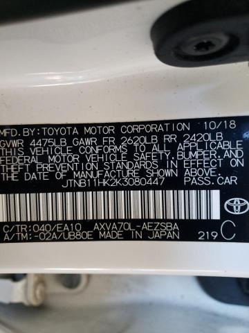 2019 TOYOTA CAMRY L/LE JTNB11HK2K3080447