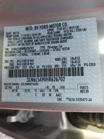 2017 LINCOLN MKZ PREMIE 3LN6L5A90HR626702