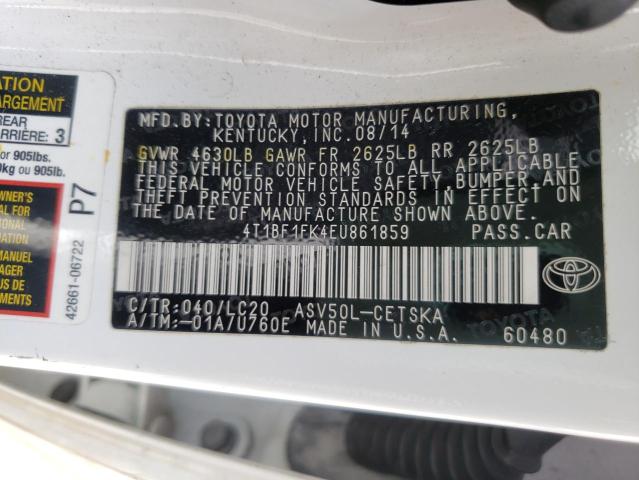 2014 TOYOTA CAMRY L AU 4T1BF1FK4EU861859