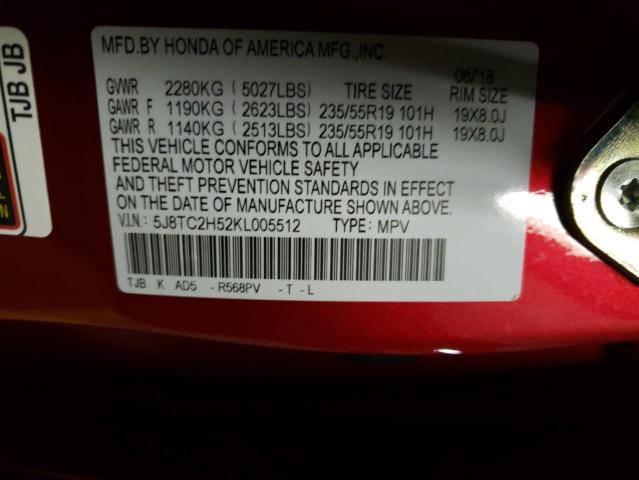 2019 ACURA RDX TECHNO 5J8TC2H52KL005512