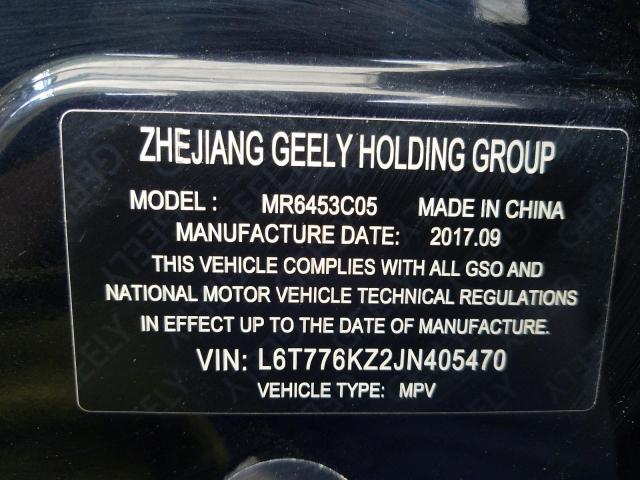 VIN: L6T776KZ2JN405470 Auction: COPART UAE Lot: 59598071 Location: DUBAI INDUSTRIAL CITY - DUBAI VIN: L6T776KZ2JN405470 GEELY EMGRAND X7 2018 BLACK Photo 11