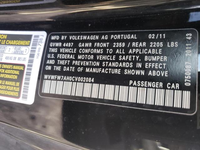 2012 VOLKSWAGEN EOS LUX WVWFW7AH0CV002084