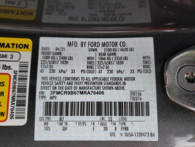 2021 FORD BRONCO 3FMCR9B67MRA76406