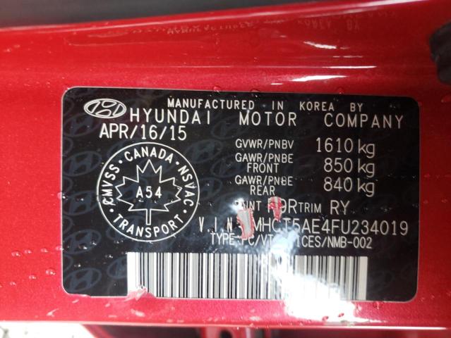 2015 HYUNDAI ACCENT GS KMHCT5AE4FU234019