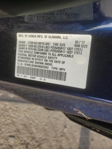 2017 HONDA ODYSSEY SE 5FNRL5H36HB022043