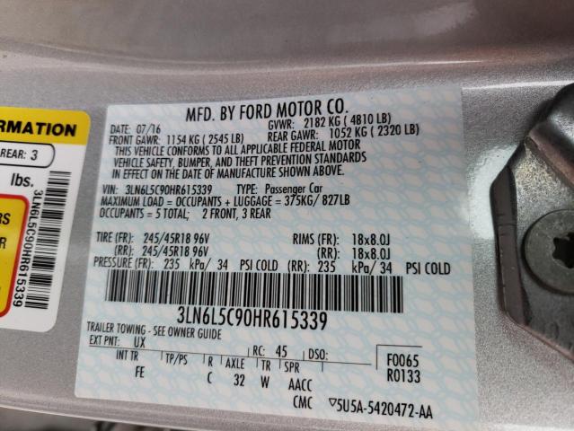 2017 LINCOLN MKZ SELECT 3LN6L5C90HR615339