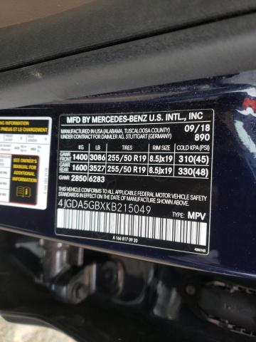 2019 MERCEDES-BENZ GLE 400 4M 4JGDA5GBXKB215049