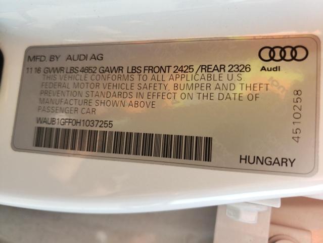 2017 AUDI S3 PREMIUM WAUB1GFF0H1037255