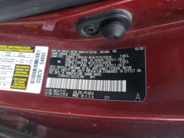2010 TOYOTA SIENNA CE 5TDKK4CC1AS325190