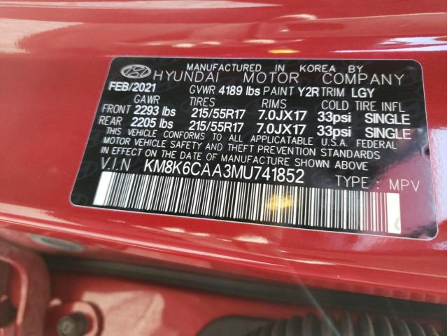 2021 HYUNDAI KONA SEL P KM8K6CAA3MU741852