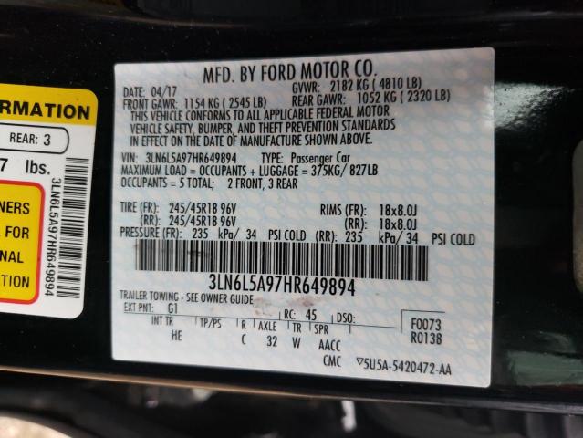 2017 LINCOLN MKZ PREMIE 3LN6L5A97HR649894