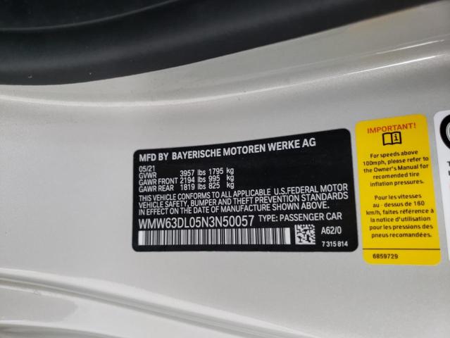 2022 MINI COOPER JOH WMW63DL05N3N50057