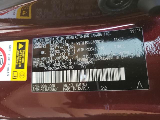 2015 LEXUS RX 2T2BK1BA4FC293183