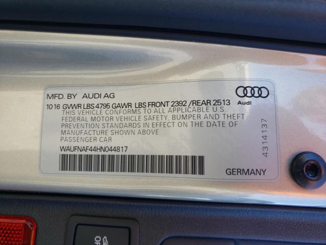 2017 AUDI A4 PRESTIG WAUFNAF44HN044817