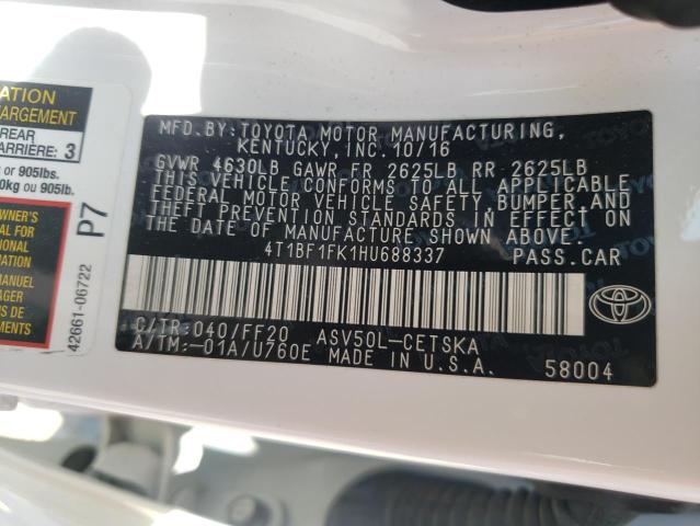 2017 TOYOTA CAMRY 4D 2 4T1BF1FK1HU688337