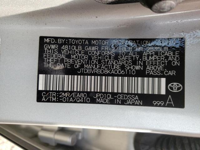 2019 TOYOTA MIRAI JTDBVRBD8KA006110