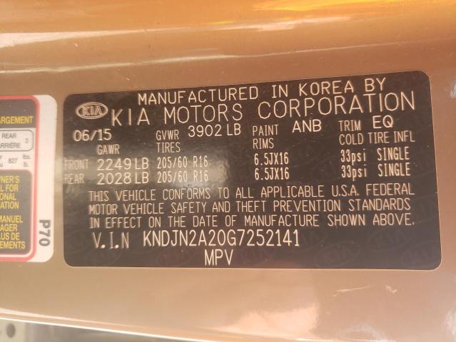 2016 KIA SOUL - KNDJN2A20G7252141