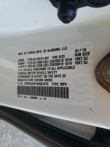 2019 HONDA ODYSSEY EL 5FNRL6H91KB067070