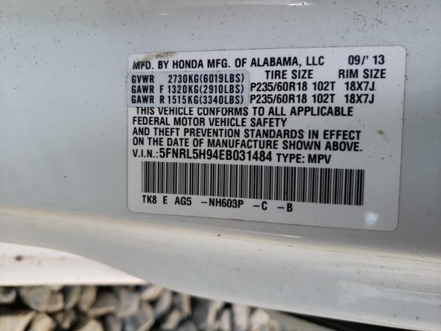 2014 HONDA ODYSSEY TO - 5FNRL5H94EB031484