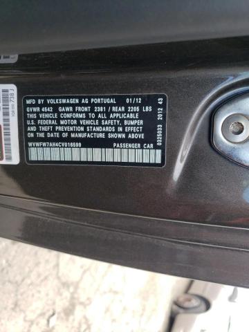 2012 VOLKSWAGEN EOS LUX WVWFW7AH4CV016599