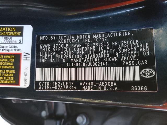 2018 TOYOTA AVALON HYB 4T1BD1EB3JU062141