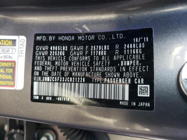 2018 HONDA CLARITY TO JHMZC5F33JC021226