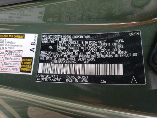 2014 TOYOTA FJ CRUISER JTEBU4BF2EK192468
